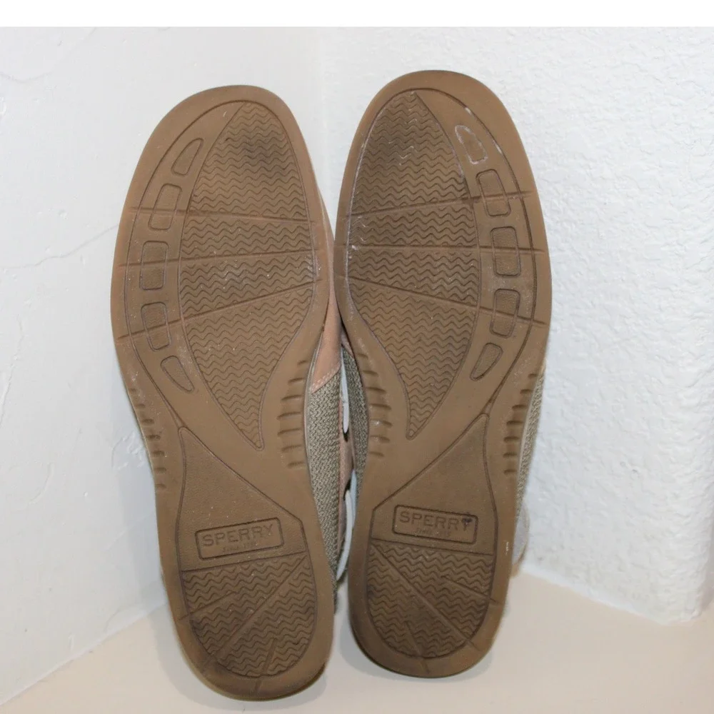 Sperry Leather Mesh Boat Shoe Women 8 Tan STS9745